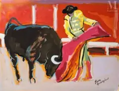La corrida by Pierre Ambrogiani, Gouache, sold Dec 2025