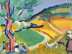 Scène campagnarde by Pierre Ambrogiani, Gouache, sold Dec 2025