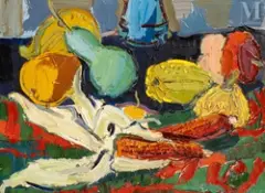 Composition aux fruits by Pierre Ambrogiani, Huile sur toile d'origine, sold Dec 2025