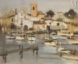 Le petit port de Saint Helme by Eugène Baboulène, Huile sur toile d'origine, sold Dec 2025