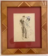 Le couple by Christian Bérard, Encre, lavis d'encre et aquarelle, sold Dec 2025