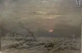 Paysage enneigé au coucher de soleil by Emile Adélard Breton, Huile sur toile d'origine, sold Dec 2025