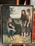 Trois personnages en conversation by Philippe Cara Costea, 1951, Huile sur toile, sold Dec 2025