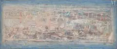 Composition by Jean-Paul Jappé, 1977, Huile sur panneau, sold Nov 2025