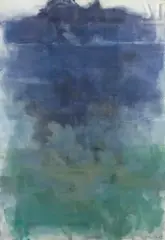 Composition bleue by Paul Kallos, 1973, Huile sur toile, sold Nov 2025