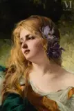 Portrait de jeune femme au lys by Paul François Quinsac, Huile sur toile, sold Dec 2025