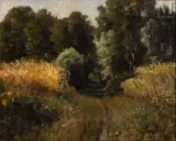 Le sentier sous-bois à Courrières by Jules Breton, Huile sur toile, sold Dec 2025