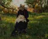 Dans le jardin by Virginie Demont-Breton, Huile sur panneau, sold Dec 2025