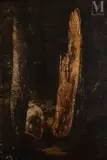 Etude d'arbre en sous-bois by Théodore Rousseau, Huile sur carton, sold Dec 2025