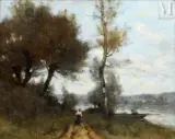 Retour de pêche avec pêcheur en barque by Paul Désiré Trouillebert, Huile sur toile, sold Dec 2025