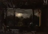 Clair de lune à la villa Aldobrandini à Frascati by François Marius Granet, Huile sur toile, sold Nov 2025