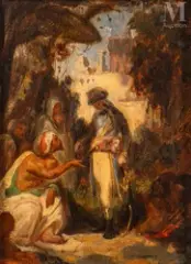 Bonaparte donnant l'aumone by Félix Ziem, Huile sur toile d'origine, sold Nov 2025