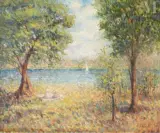 Deux fillettes au bord de l'eau by Henri Lebasque, vers 1904, Huile sur toile, sold Nov 2025