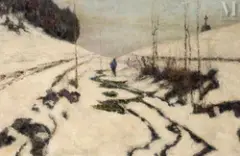 Le ciel, neige à Murol by Victor Charreton, Huile sur carton, sold Nov 2025