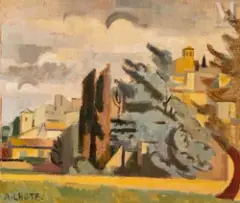 Mirmande, 1936-38 by André Lhote, Huile sur panneau, sold Nov 2025