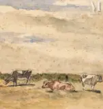 Vaches au pré by Eugène Louis Boudin, Aquarelle sur trait de crayon, sold Nov 2025
