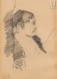 Etude de Madame Cassatt sans ses lunettes by Mary Cassatt, Crayon sur papier, sold Nov 2025