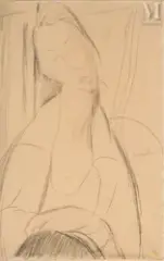 Portrait de Lunia Czechowska by Amedeo Modigliani, Crayon sur papier, sold Nov 2025