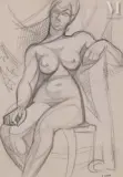 Nu académique assis, circa 1950 by André Lhote, Crayon, sold Nov 2025