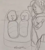 Les jumeaux by Léonard-Tsuguharu Foujita, Crayon sur papier, sold Nov 2025