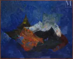 Composition by Joseph Lacasse, 1959, Huile sur toile, sold Nov 2025