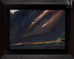 Øksendalsøra sombre, Sunndalsfjorden by Olivier Debré, 1971, Huile sur toile, sold Nov 2025