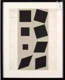 Tlinko positif, circa 1965 by Victor Vasarely, Collage de cartons et annotations au stylo sur papier, sold Nov 2025
