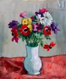 Beau bouquet de fleurs dans un vase by Alexandre Flaschner, Huile sur toile, sold Nov 2025
