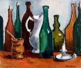 Nature morte aux bouteilles de vin by Alexandre Flaschner, Huile sur toile, sold Nov 2025