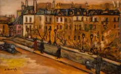 Les passants à Paris by Arbit Blatas, Huile sur carton, sold Nov 2025