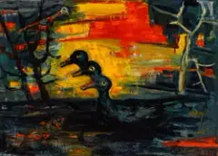 Les canards by Marc Sterling, Huile sur papier, sold Nov 2025