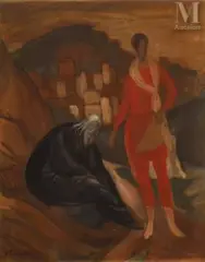 La rencontre by Vladimir Polunin, Tempera sur toile, sold Nov 2025