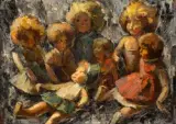Les poupées by Boris Pastoukhoff, Huile sur toile, sold Nov 2025