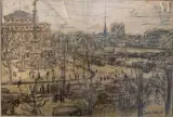 La Place du Châtelet by Jean Lefort, Fusain et pastel, sold Nov 2025
