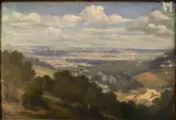 Vue panoramique d'une ville by Jean Charles Geslin, Huile sur panneau, sold Nov 2025