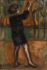 Adeline à la robe noire, fille de l’artiste by Nathan Grunsweigh, Huile sur toile, sold Oct 2025