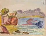 La sirène by Isaac Mintchine, Gouache et aquarelle sur papier, sold Oct 2025