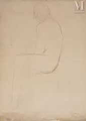 Nu de dos by Moissey Kogan, Crayon sur papier marouflé sur carton, sold Oct 2025