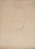 Nu de dos by Moissey Kogan, Crayon sur papier marouflé sur carton, sold Oct 2025