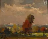 Paysage automnal by Edouard Lucke, Huile sur panneau, sold Oct 2025