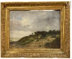 Les falaises, Villerville by Valère Lefebvre, 1878, Huile sur panneau, sold Oct 2025