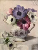 Bouquet de fleurs dans un pichet by Simone Gaudin, Huile sur toile, sold Sep 2025