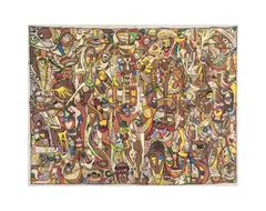 Cultural Festival by Emmanuel Ekefrey, 2001, Acrylique sur toile, sold Apr 2018