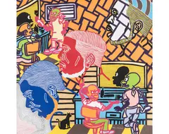 Docteur des cheveux by Boris Nzebo, Acrylique et posca sur toile, sold Apr 2018