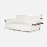 Rare Lazy Working sofa by Philippe Starck, 1998, upholstery, wenge, powder coated steel and aluminum, plastic, frosted glass, sold May 2023