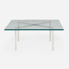 Barcelona coffee table by Ludwig Mies van der Rohe, stainless steel, glass, sold May 2023