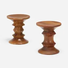 Time Life stools, pair by Charles and Ray Eames, 1960, walnut, sold May 2023