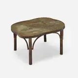 Chan coffee table by Philip and Kelvin Laverne, c. 1965, acid-etched brass over pewter, patinated brass, mother-of-pearl, sold May 2023