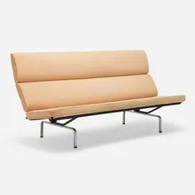 Sofa Compact by Charles and Ray Eames, 1954, chrome-plated steel, enameled steel, upholstery, sold May 2023