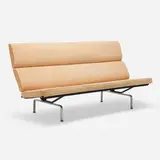 Sofa Compact by Charles and Ray Eames, 1954, chrome-plated steel, enameled steel, upholstery, sold May 2023